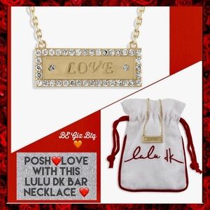 Lulu DK Bar Necklace “LOVE” Sparkly Cubic Zirconia Studs